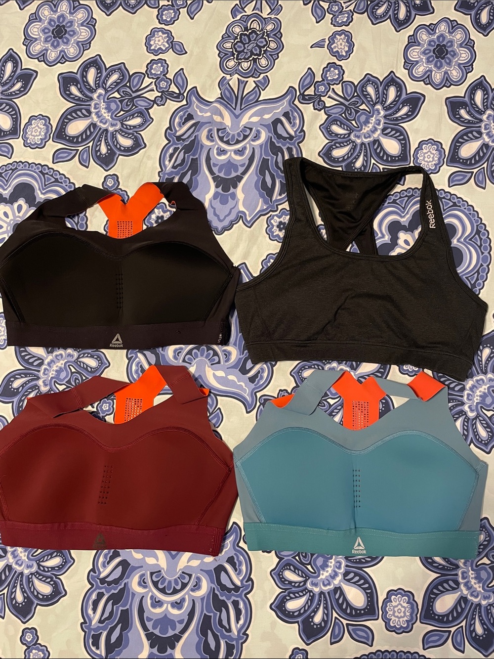 Reebok Puremove Women’s High-Impact Sports Bra Bundle - Black, Burgundy, Teal